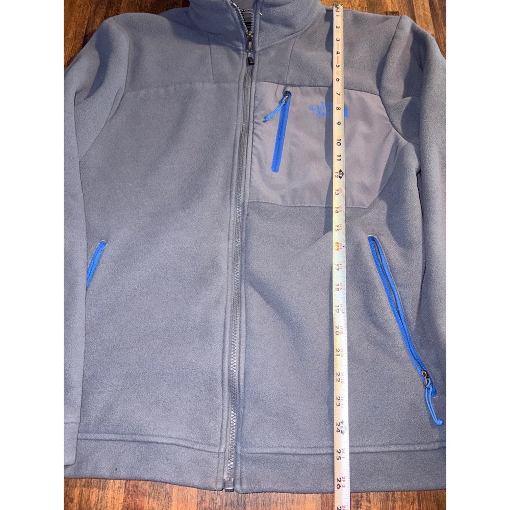 The North Face TKA Glacier Full Zip Fleece Jacket Mens Medium Grey Blue Logo